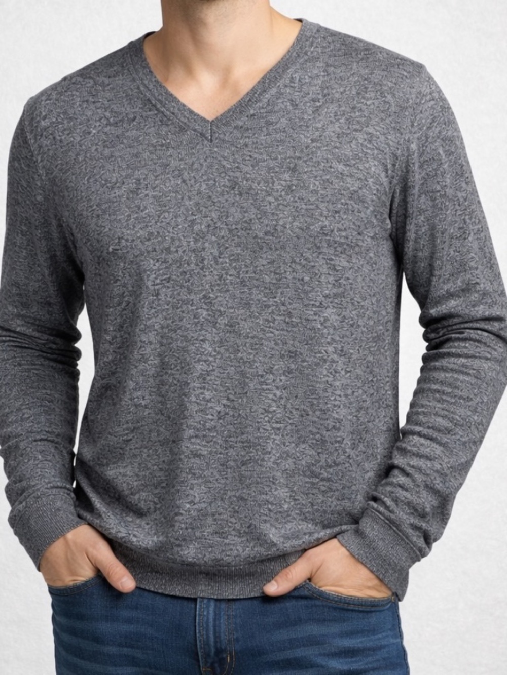 American Eagle Sweater Mens Size XL Gray V-Neck Lightweight Preppy Soft
